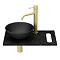 Arezzo 500mm Black Carrara Marble Floating Shelf with Towel Rail & Round Matt Black Basin