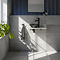Arezzo 500mm White Carrara Marble Floating Shelf with Towel Rail & Round Matt Black Basin