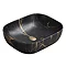 Arezzo 505 x 404mm Rectangular Counter Top Basin - Matt Black & Gold Marble Effect Large Image