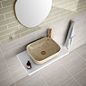 Arezzo 505 x 405mm Curved Rectangular Countertop Basin - Beige Marble Effect