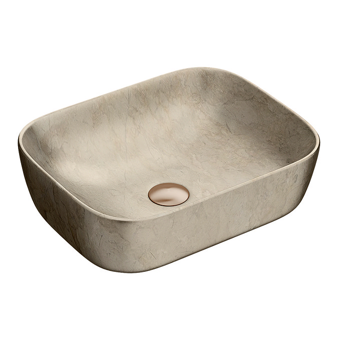 Arezzo 505 x 405mm Curved Rectangular Counter Top Basin - Beige Marble Effect