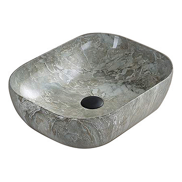 Arezzo 505 x 405mm Curved Rectangular Counter Top Basin - Gloss Grey Marble Effect  Profile Large Im