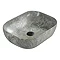 Arezzo 505 x 405mm Curved Rectangular Counter Top Basin - Gloss Grey Marble Effect Large Image