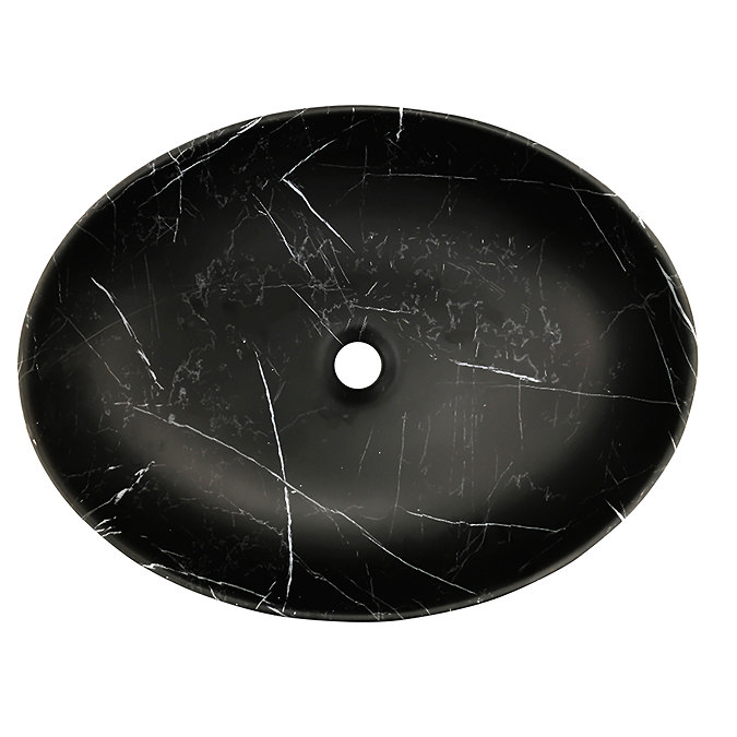 Arezzo 520 x 395mm Curved Oval Counter Top Basin - Matt Black Marble Effect  Standard Large Image