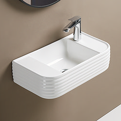Arezzo 550 x 295mm Fluted Wall Hung Basin 1TH