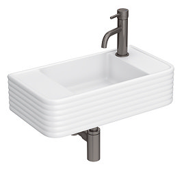Arezzo Groove Wall Hung Basin 550 x 295mm - 1 Tap Hole