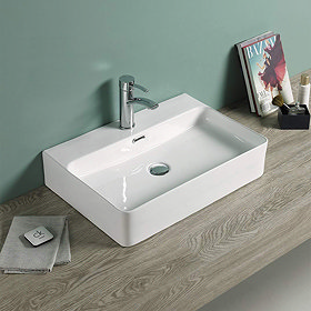 Arezzo 600 x 425mm Gloss White 1TH Rectangular Counter Top Basin Large Image