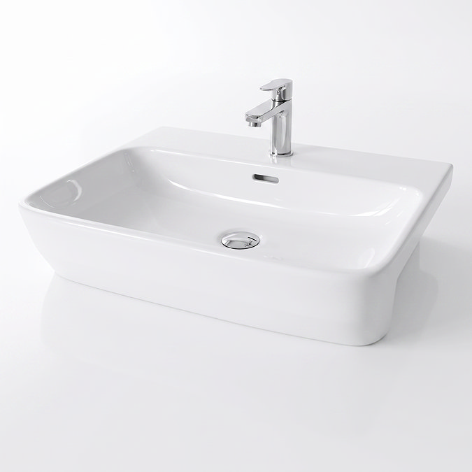 Arezzo 565mm Curved Semi-Recessed Basin - Gloss White