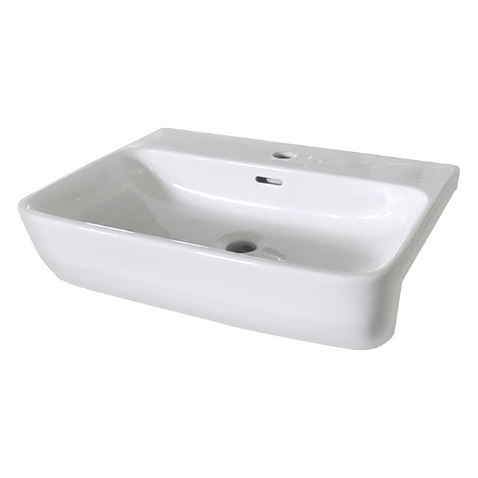 Arezzo 565mm Curved Semi-Recessed Basin - Gloss White  Profile Large Image