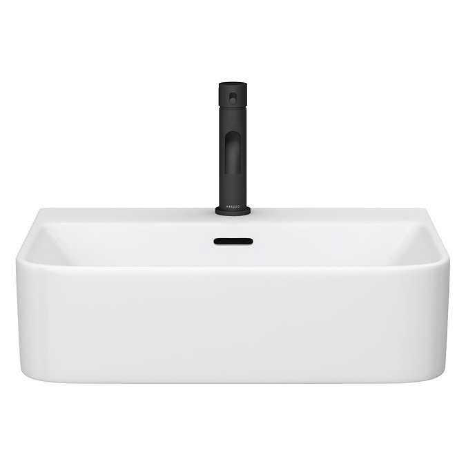 Arezzo 565mm Curved Semi-Recessed Basin - Gloss White