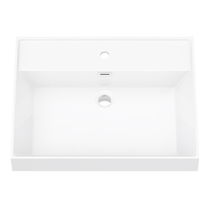 Arezzo 600 Brushed Brass Framed Washstand with Gloss White Open Shelf and Basin  Profile Large Image