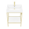 Arezzo 600 Brushed Brass Framed Washstand with Gloss White Open Shelf and Basin  additional Large Image