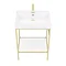 Arezzo 600 Brushed Brass Framed Washstand with Gloss White Open Shelf and Basin  additional Large Image