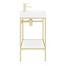 Arezzo 600 Brushed Brass Framed Washstand with Gloss White Open Shelf and Basin  Newest Large Image