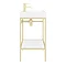 Arezzo 600 Brushed Brass Framed Washstand with Gloss White Open Shelf and Basin  Newest Large Image