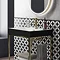 Arezzo 600 Brushed Brass Framed Washstand with Gloss White Open Shelf and Gloss Black Basin  Standar