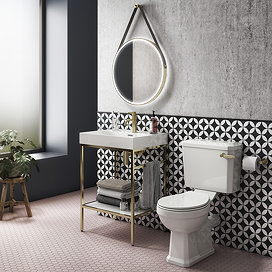 Arezzo 600 Brushed Brass Framed Washstand with Toilet Large Image