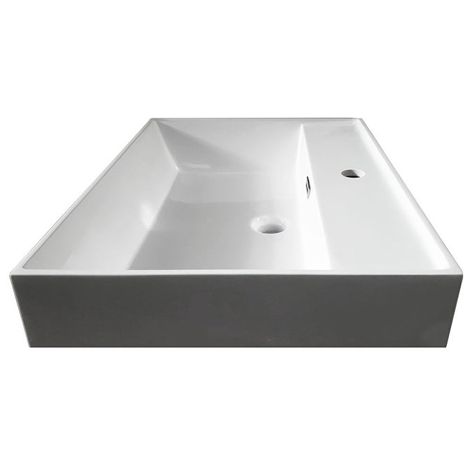Arezzo 600 Concrete-Effect Matt Black Framed 2 Drawer Vanity Unit with Countertop Basin Feature Lar