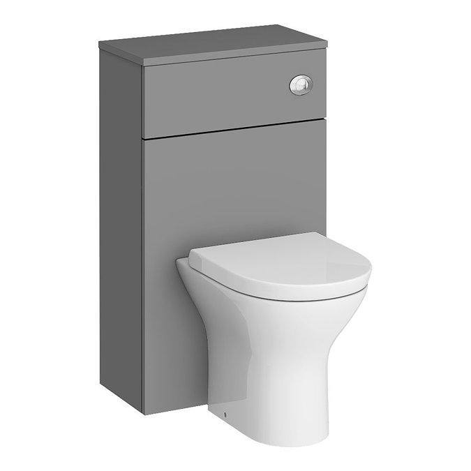 Arezzo 600 Grey Floor Standing Unit with Black Rectangular Counter Top Basin + Toilet Pack  addition