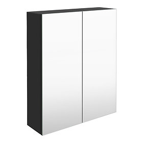 Arezzo 600 Matt Black 2-Door Mirror Cabinet Large Image