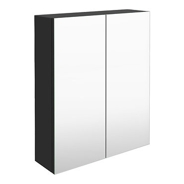 Arezzo 600 Matt Black 2-Door Mirror Cabinet  Profile Large Image