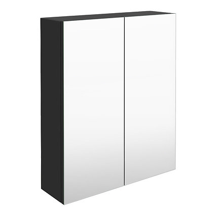 Arezzo 600 Matt Black 2-Door Mirror Cabinet Large Image