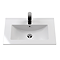Arezzo 600 Matt Black Floor Standing Vanity Unit with Gloss White Slimline Basin + Brushed Brass Handles