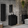 Arezzo 600 Matt Black Floor Standing Vanity Unit with Matt Black Slimline Basin + Handles
