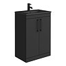 Arezzo 600 Matt Black Floor Standing Vanity Unit with Matt Black Slimline Basin + Handles
