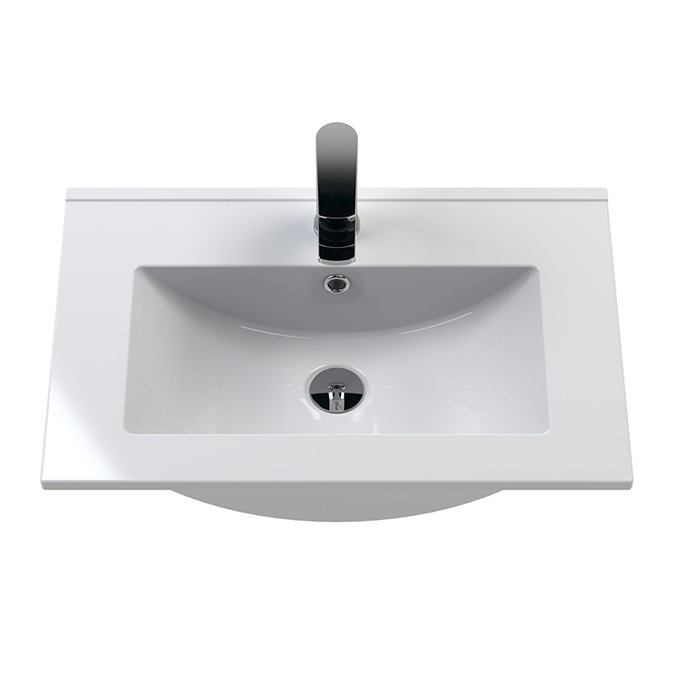 Arezzo 600 Matt Black Floor Standing Vanity Unit with White Slimline Basin + Handles