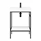 Arezzo 600 Matt Black Framed Washstand with Gloss White Open Shelf and Basin  Standard Large Image