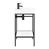 Arezzo 600 Matt Black Framed Washstand with Gloss White Open Shelf and Basin  additional Large Image