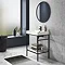 Arezzo 600 Matt Black Framed Washstand with Gloss White Open Shelf and Basin Large Image