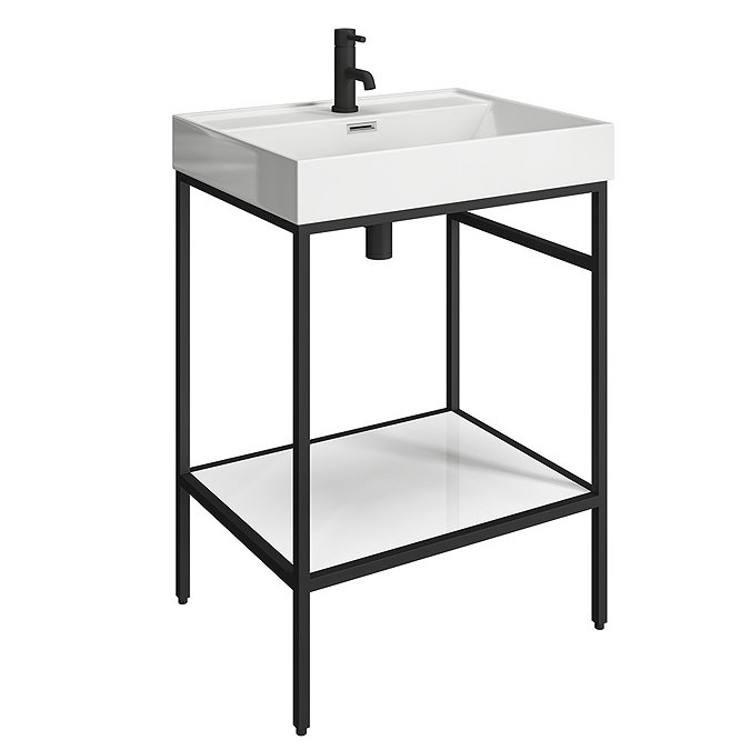 Arezzo 600 Matt Black Framed Washstand with Toilet  Profile Large Image