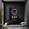 Arezzo 600 Matt Black Wall Hung 1-Drawer Vanity Unit with Brushed Brass Handle  Standard Large Image