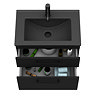 Arezzo 600 Matt Black Wall Hung 2-Drawer Vanity Unit with Matt Black Slimline Basin + Handles