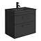 Arezzo 600 Matt Black Wall Hung 2-Drawer Vanity Unit with Matt Black Slimline Basin + Handles