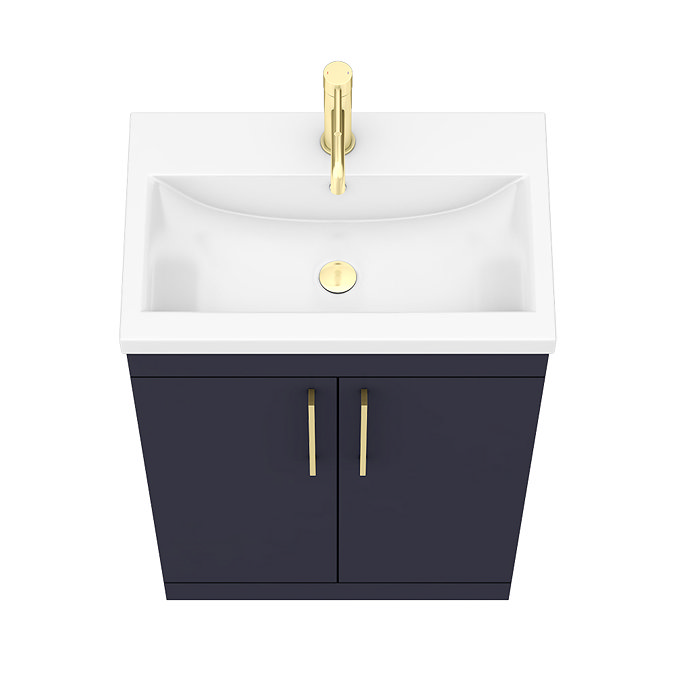 Arezzo 600 Matt Blue Floor Standing Vanity Unit with Brushed Brass Handles  Newest Large Image
