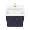 Arezzo 600 Matt Blue Floor Standing Vanity Unit with Brushed Brass Handles  Newest Large Image