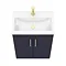 Arezzo 600 Matt Blue Floor Standing Vanity Unit with Brushed Brass Handles  Newest Large Image