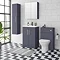 Arezzo 600 Matt Blue Floor Standing Vanity Unit with Chromes Handles In Bathroom Large Image