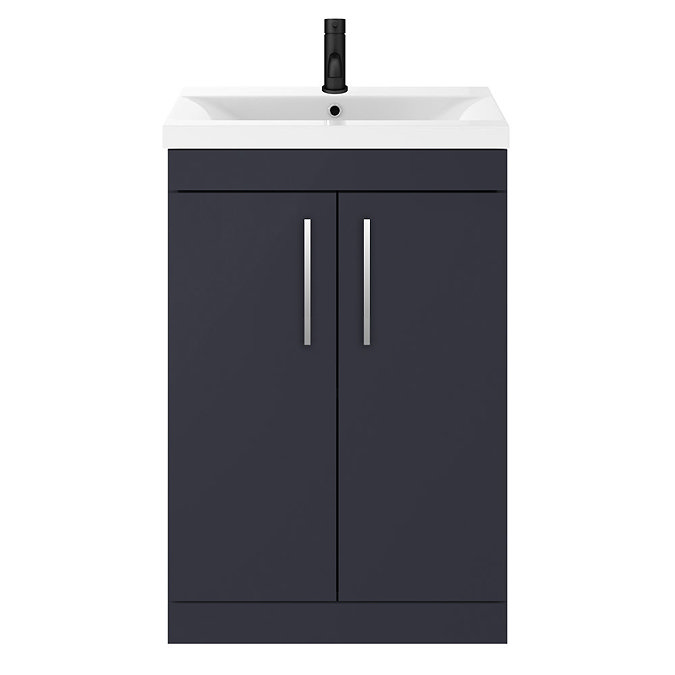 Arezzo 600 Matt Blue Floor Standing Vanity Unit with Chromes Handles Standard Large Image