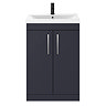 Arezzo 600 Matt Blue Floor Standing Vanity Unit with Chromes Handles  Standard Large Image