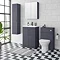Arezzo 600 Matt Blue Floor Standing Vanity Unit with Matt Black Handles  In Bathroom Large Image