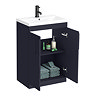 Arezzo 600 Matt Blue Floor Standing Vanity Unit with Matt Black Handles  Newest Large Image