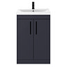 Arezzo 600 Matt Blue Floor Standing Vanity Unit with Matt Black Handles  Standard Large Image