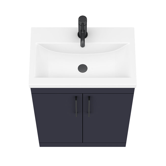 Arezzo 600 Matt Blue Floor Standing Vanity Unit with Matt Black Handles  additional Large Image