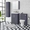 Arezzo 600 Matt Blue Floor Standing Vanity Unit with Rose Gold Handles In Bathroom Large Image