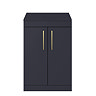 Arezzo 600 Matt Blue Floor Standing Vanity Unit with Worktop + Brushed Brass Handles  Feature Large 