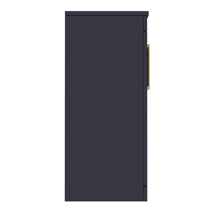 Arezzo Floor Standing Countertop Vanity Unit - Matt Blue - 600mm with Brushed Brass Handles In Bathroom Large Image
